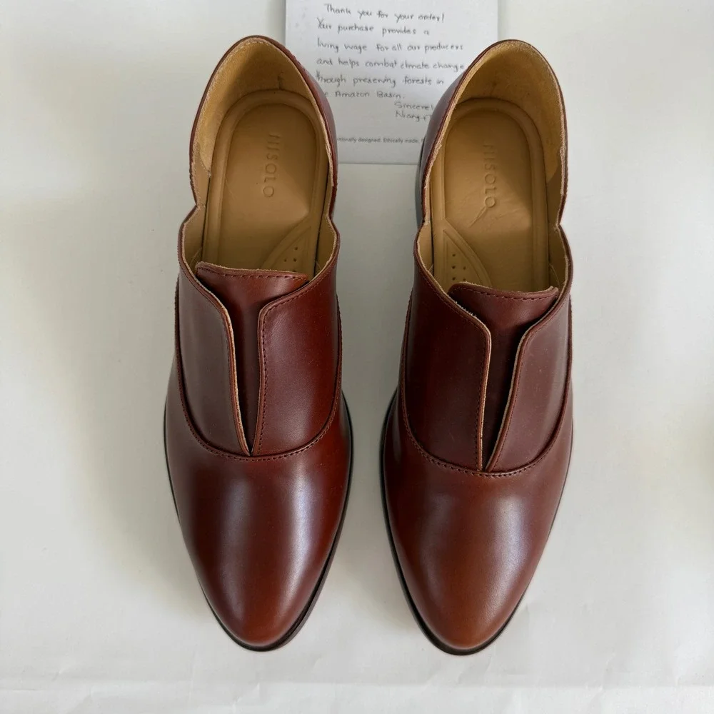 Nisolo Emma D'Orsay Oxford Brandy Leather Shoes WF-5000-BRA-0802 Size 8 NIB